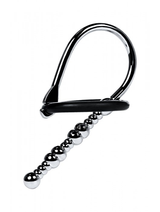 Серебристый уретральный плаг-бусины TOYFA Metal с мягким фиксириющим кольцом - ToyFa - купить с доставкой в Старом Осколе