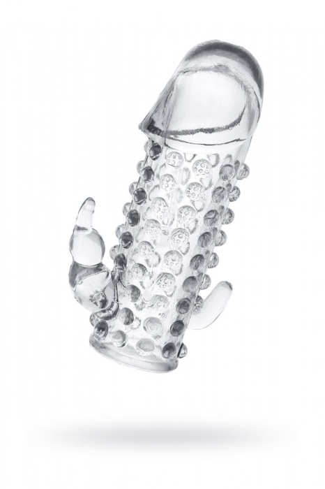 Гелевая прозрачная насадка с 2 отростками - 13 см. - Toyfa Basic - в Старом Осколе купить с доставкой