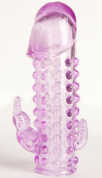 Закрытая фиолетовая насадка с 2 отростками - 13 см. - Toyfa Basic - в Старом Осколе купить с доставкой