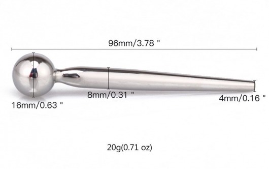 Гладкий металлический уретральный плаг с шариком - 9,6 см. - Notabu - купить с доставкой в Старом Осколе