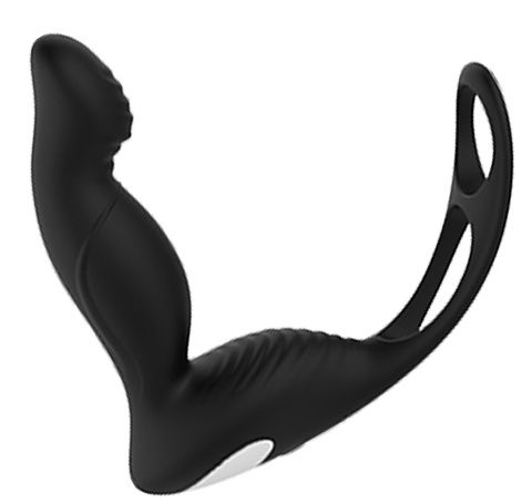 Черный вибромассажер простаты P-PLEASER W ERECTION ENHANCE - Dream Toys - в Старом Осколе купить с доставкой