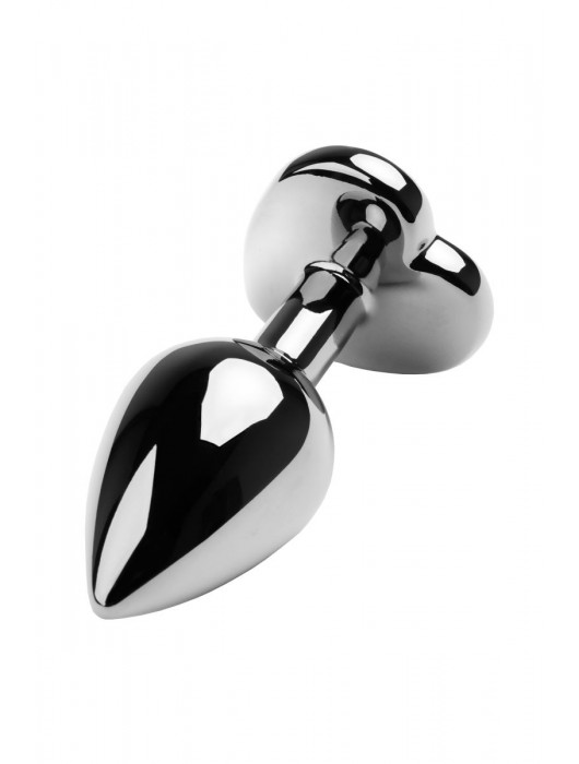 Серебристая коническая анальная пробка с красным кристаллом-сердечком - 7 см. - ToyFa - купить с доставкой в Старом Осколе