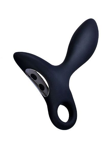 Черный силиконовый анальный вибромассажер Erokey с колечком-ограничителем - Erokay - в Старом Осколе купить с доставкой