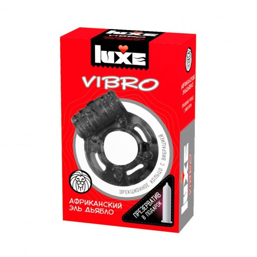 Чёрное эрекционное виброкольцо Luxe VIBRO  Африканский Эль Дьябло  + презерватив - Luxe - в Старом Осколе купить с доставкой