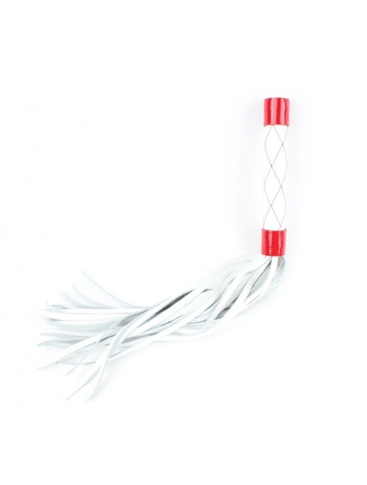 Бело-красная плеть средней длины с ручкой - 44 см. - БДСМ Арсенал - купить с доставкой в Старом Осколе