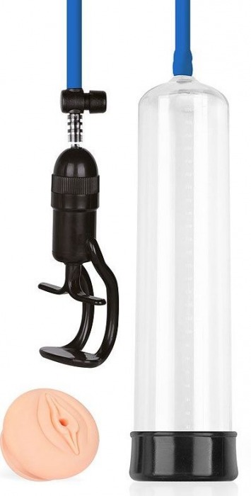 Прозрачная вакуумная помпа Sex Expert с насадкой-вагиной - Sex Expert - в Старом Осколе купить с доставкой