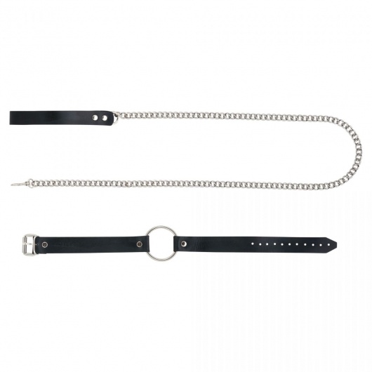 Черный поводок и чокер с кольцом Rada - Rebelts - купить с доставкой в Старом Осколе