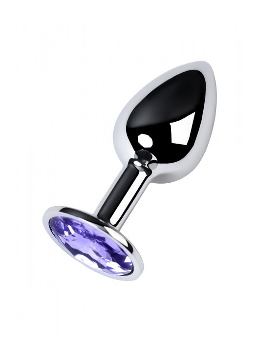 Серебристая конусовидная анальная пробка с фиолетовым кристаллом - 7 см. - ToyFa - купить с доставкой в Старом Осколе