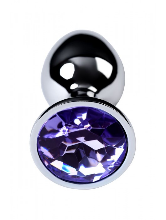 Серебристая конусовидная анальная пробка с фиолетовым кристаллом - 7 см. - ToyFa - купить с доставкой в Старом Осколе