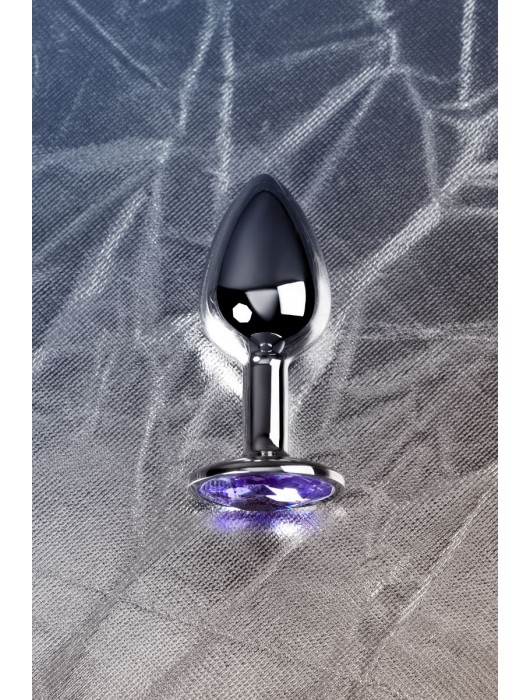 Серебристая конусовидная анальная пробка с фиолетовым кристаллом - 7 см. - ToyFa - купить с доставкой в Старом Осколе