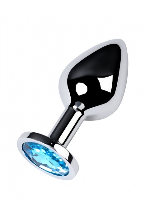Серебристая конусовидная анальная пробка с голубым кристаллом - 8 см. - ToyFa - купить с доставкой в Старом Осколе