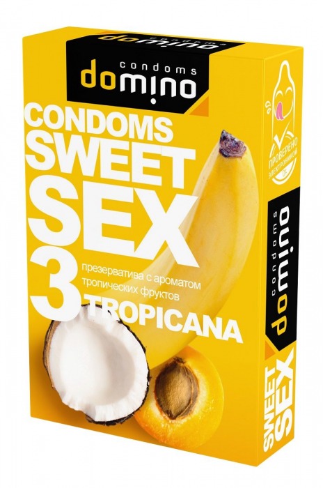 Презервативы для орального секса DOMINO Sweet Sex с ароматом тропических фруктов - 3 шт. - Domino - купить с доставкой в Старом Осколе