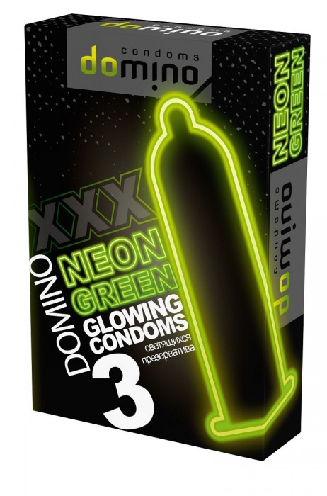 Презервативы DOMINO Neon Green со светящимся в темноте кончиком - 3 шт. - Domino - купить с доставкой в Старом Осколе