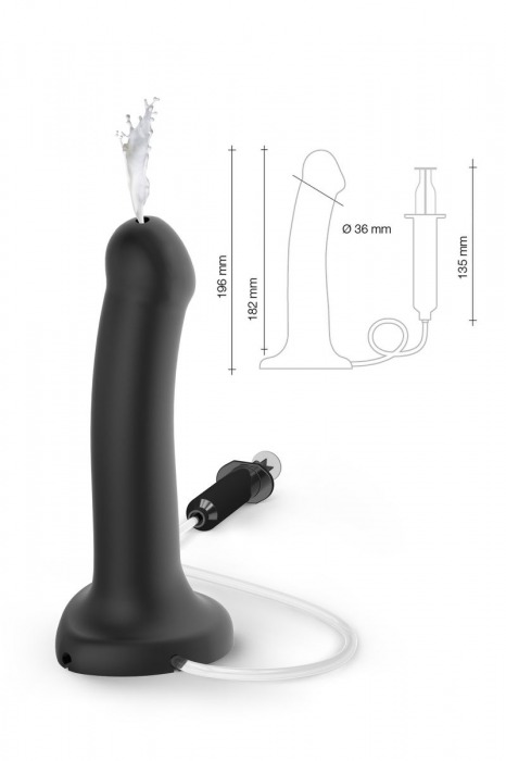 Черный фаллос с имитацией эякуляции Silicon Cum Dildo L - 19,6 см. - Strap-on-me - купить с доставкой в Старом Осколе