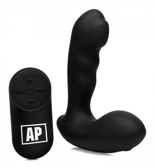 Черный стимулятор простаты Alpha-Pro 7X P-Milker Silicone Prostate Stimulator with Milking Bead - XR Brands - в Старом Осколе купить с доставкой