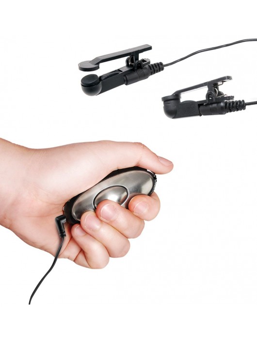 Черные электрические зажимы для сосков Shock Therapy Nipple Clamps - Pipedream - купить с доставкой в Старом Осколе