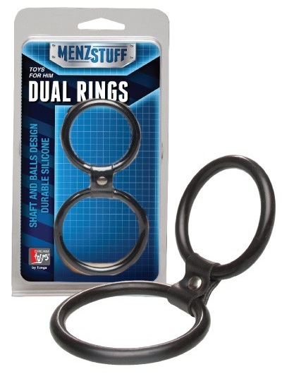 Чёрное двойное эрекционное кольцо Dual Rings Black - Dream Toys - в Старом Осколе купить с доставкой