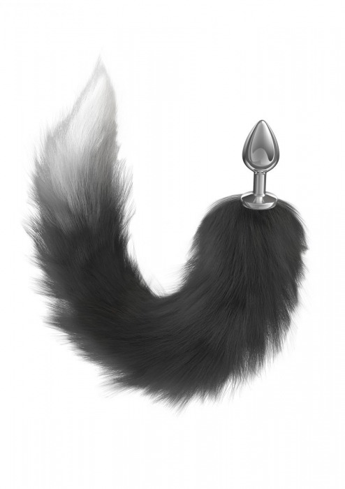 Серебристая анальная пробка с черным хвостом Galaxy - Lola Games - купить с доставкой в Старом Осколе