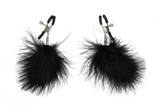 Зажимы на соски с черным пухом Euphoric - Lola Games - купить с доставкой в Старом Осколе