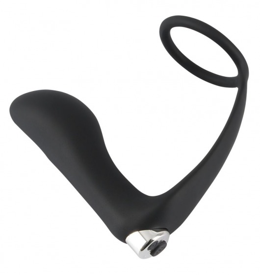 Черное эрекционное кольцо с анальной вибропробкой Vibrating Ring   Plug - Orion - в Старом Осколе купить с доставкой