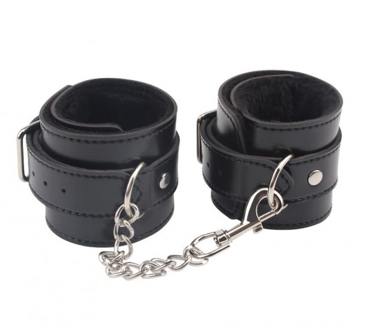 Черные оковы на ноги Obey Me Leather Ankle Cuffs - Chisa - купить с доставкой в Старом Осколе