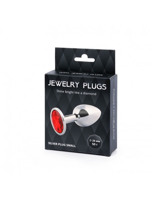 Серебристая анальная пробка с красным стразом - 7,2 см. - Anal Jewelry Plug - купить с доставкой в Старом Осколе