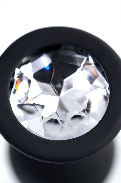 Черная анальная втулка с прозрачным стразом - 7,2 см. - POPO Pleasure - купить с доставкой в Старом Осколе