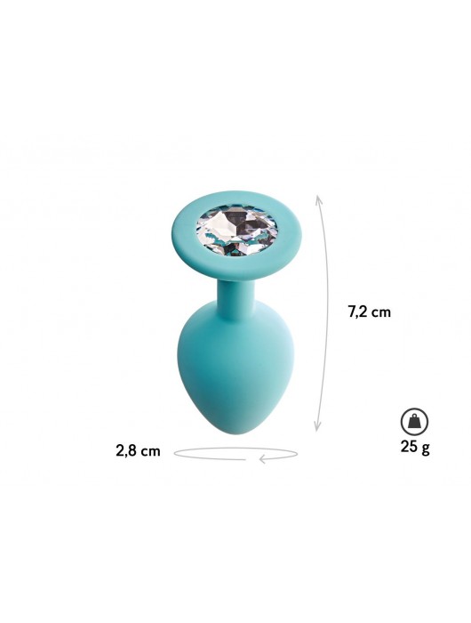 Аквамариновая анальная пробка с прозрачным кристаллом Gamma S - 7,2 см. - Le Frivole - купить с доставкой в Старом Осколе