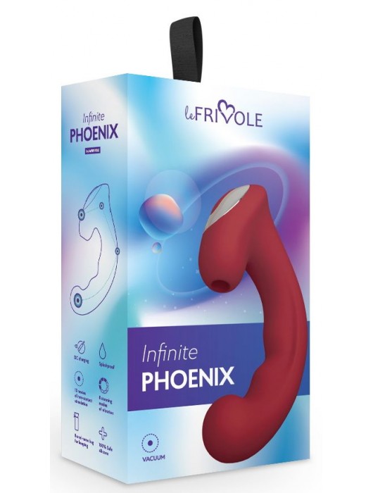 Бордовый вибратор Phoenix с вакуумной стимуляцией клитора - 18 см. - Le Frivole