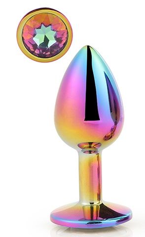 Голографическая анальная втулка с радужным кристаллом - 7,1 см. - Dream Toys - купить с доставкой в Старом Осколе