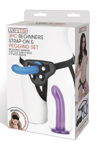 Страпон унисекс Beginners Strap-On с 2 насадками - 15 и 13 см. - Lux Fetish - купить с доставкой в Старом Осколе