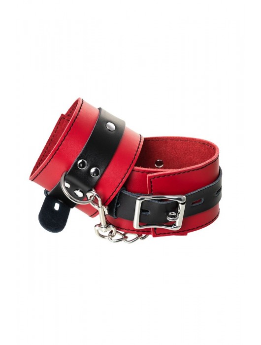 Красно-черные оковы на ноги из кожи - ToyFa - купить с доставкой в Старом Осколе