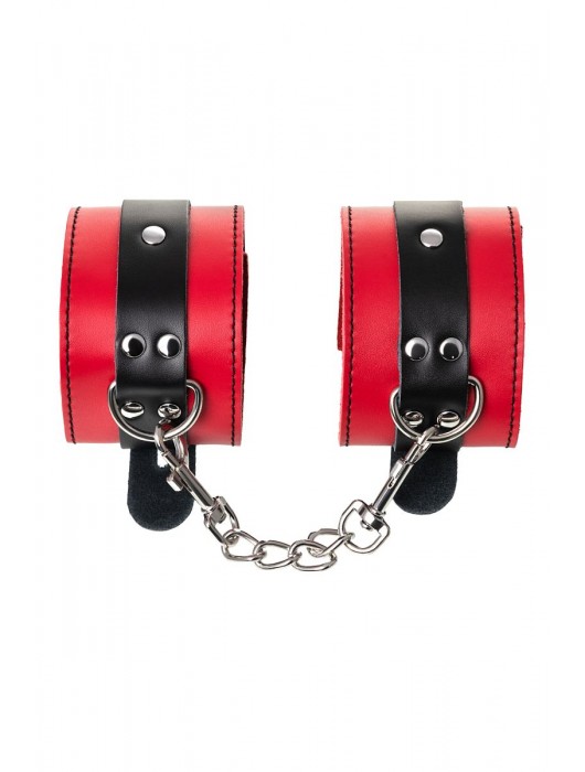 Красно-черные оковы на ноги из кожи - ToyFa - купить с доставкой в Старом Осколе