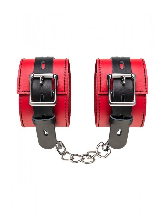 Красно-черные оковы на ноги из кожи - ToyFa - купить с доставкой в Старом Осколе