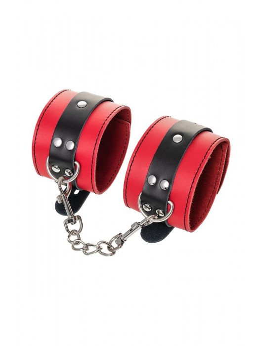 Красно-черные оковы на ноги из кожи - ToyFa - купить с доставкой в Старом Осколе