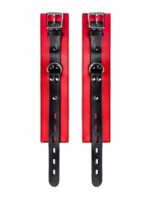 Красно-черные оковы на ноги из кожи - ToyFa - купить с доставкой в Старом Осколе