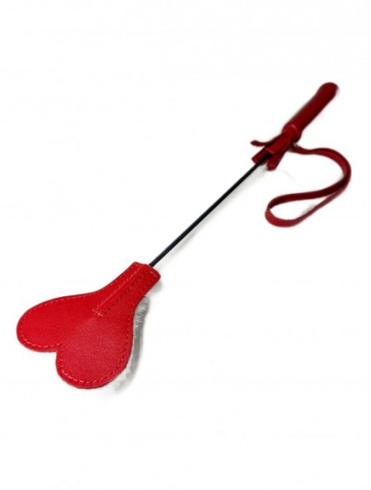 Красно-белый кожаный мини-стек - 36 см. - БДСМ Арсенал - купить с доставкой в Старом Осколе