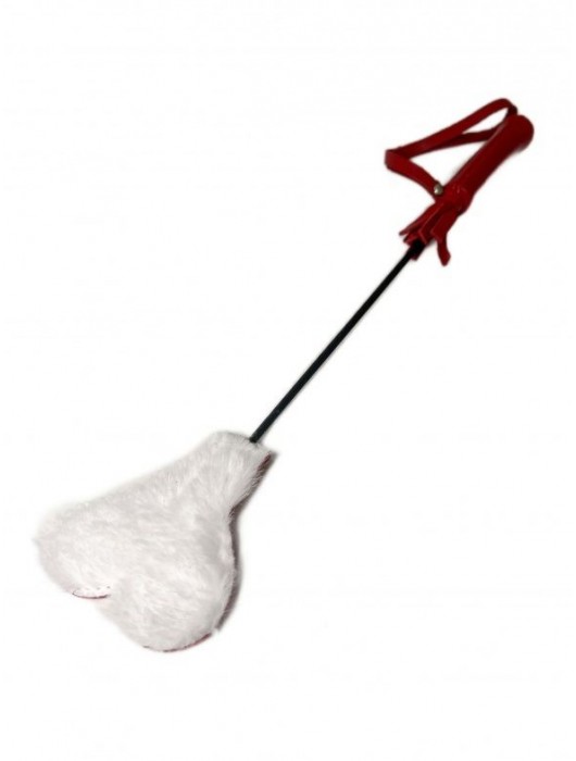 Красно-белый кожаный мини-стек - 36 см. - БДСМ Арсенал - купить с доставкой в Старом Осколе