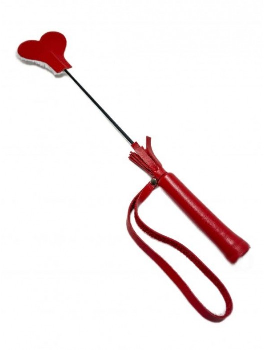 Красно-белый кожаный мини-стек - 36 см. - БДСМ Арсенал - купить с доставкой в Старом Осколе