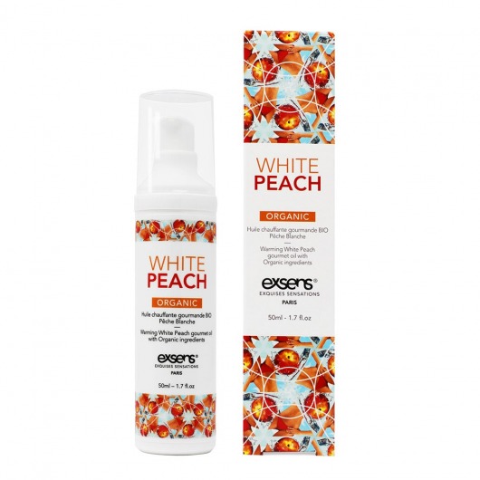 Разогревающее массажное масло Gourmet White Peach Organic с органическими ингредиентами - 50 мл. - Exsens - купить с доставкой в Старом Осколе