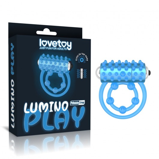 Голубое, светящееся в темноте виброкольцо Lumino Play Vibrating Penis Ring - Lovetoy - в Старом Осколе купить с доставкой