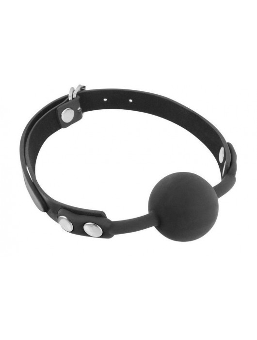 Черный силиконовый кляп-шарик на ремешках - Fetish Tentation - купить с доставкой в Старом Осколе