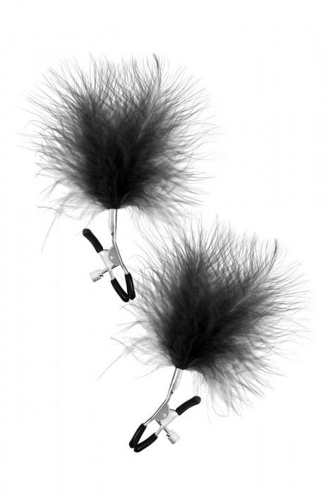 Зажимы на соски с черными пуховыми кисточками Sweet Caress Feather Nipple Clumps - Sweet Caress - купить с доставкой в Старом Осколе