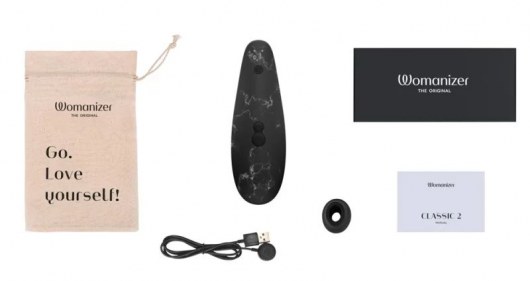 Черный бесконтактный клиторальный стимулятор Womanizer Marilyn Monroe Special Edition - Womanizer