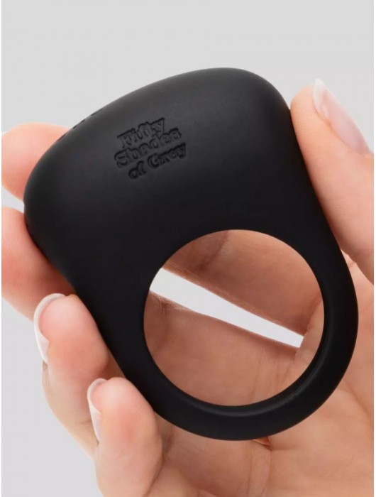 Черное эрекционное виброкольцо Sensation Rechargeable Vibrating Love Ring - Fifty Shades of Grey - в Старом Осколе купить с доставкой