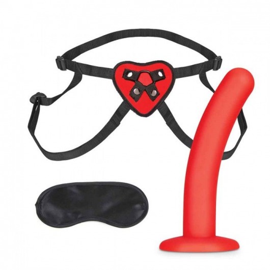 Красный поясной фаллоимитатор Red Heart Strap on Harness   5in Dildo Set - 12,25 см. - Lux Fetish - купить с доставкой в Старом Осколе