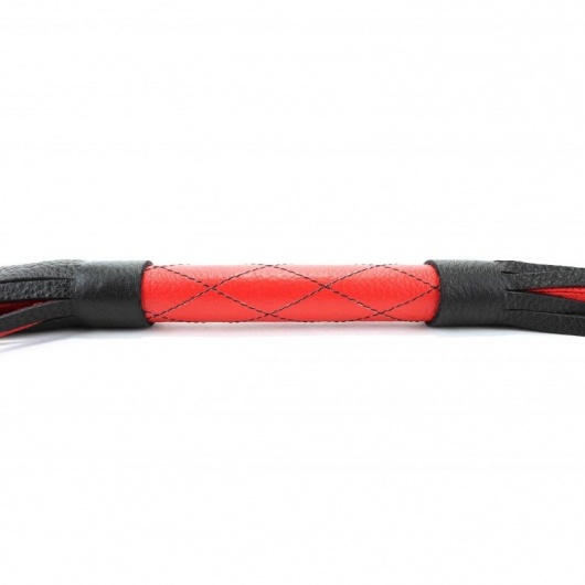 Красно-черная кожаная плётка - 51 см. - БДСМ Арсенал - купить с доставкой в Старом Осколе
