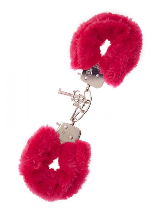 Металлические наручники с красной меховой опушкой METAL HANDCUFF WITH PLUSH RED - Dream Toys - купить с доставкой в Старом Осколе