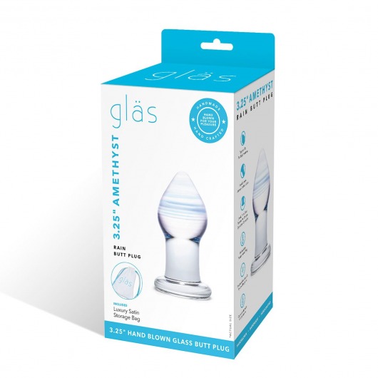Классическая анальная пробка Amethyst Rain Small - 8 см. - Glas