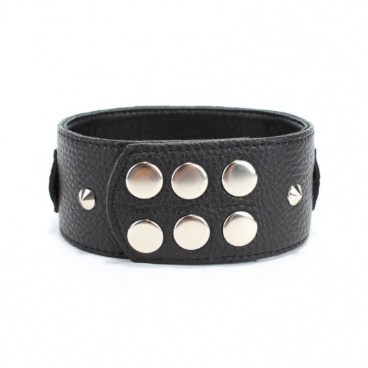 Черный кожаный ошейник с короткими шипами - БДСМ Арсенал - купить с доставкой в Старом Осколе